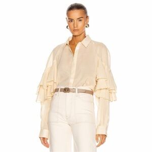 Toteme Locarno Tiered Sleeve Blouse – Cream / Ivory / Off White – XS